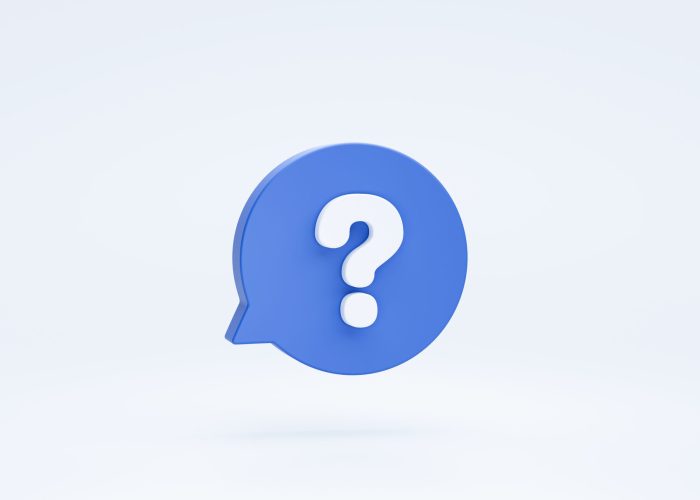 Question mark on bubble speech sign or symbol icon 3d rendering